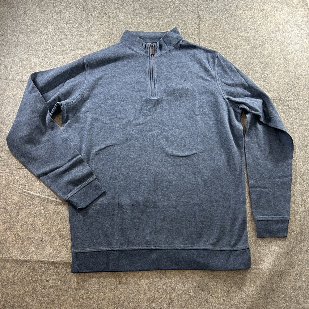 Horn Legend Quarter Zip Sweater Mens XL Cotton Blend Steel Navy Blue